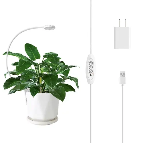Sansi LED Grow Light - 5W/7W USB Powered Full Spec. Plant Light with 5W Saves 50% Power, 360° Adjustable Gooseneck Arm, 5 Dimming Brightness, 3/6/12H Auto Timer, Pot Clip, Ceramic & Polycarbonate Build for Home Decor, Office Indoor Use