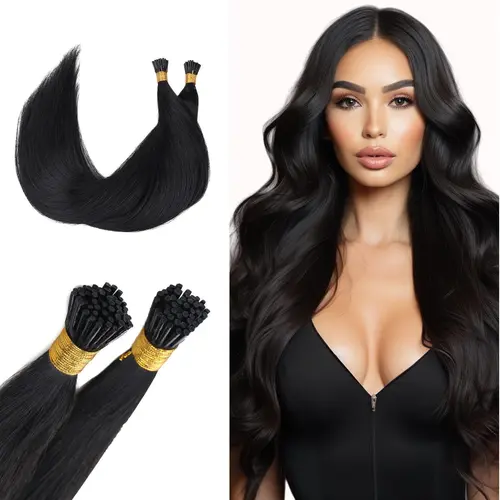 GOO GOO I Tip Hair Extensions Human Hair 50g 50 to 100 Strands Real Human I tip Extensions Pre Bonded Natural Black #sohochic #TikTokShopFallDealsForYou