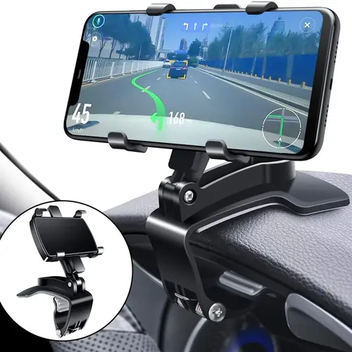 Dashboard Car Phone Holder, Universal 360° Rotation Dash Phone Mount for Car, Multifunctional Dashboard Clip Phone Bracket, Hands-Free Cell Phone Holder Stand Compatible with iPhone & Android