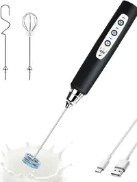 Handheld Milk Frother for Coffee, Rechargeable Electric Whisk with 3 Heads 3 Speeds Drink Mixer Foam Maker For Latte, Cappuccino, Hot Chocolate, Egg，Black Friday Online Event, Christmas Gifts