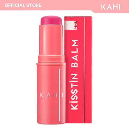 KAHI Kisstin Blush Tinted Stick Balm - 0.32 oz Alcohol-Free Face & Lip Balm for Adults, Hydrating with Carrot Beta Carotene, Salmon Complex, Jeju Oils, Hypoallergenic, Firming, 36 Months Shelf Life, Bright & Dewy Glow, Suitable for All Skin Types