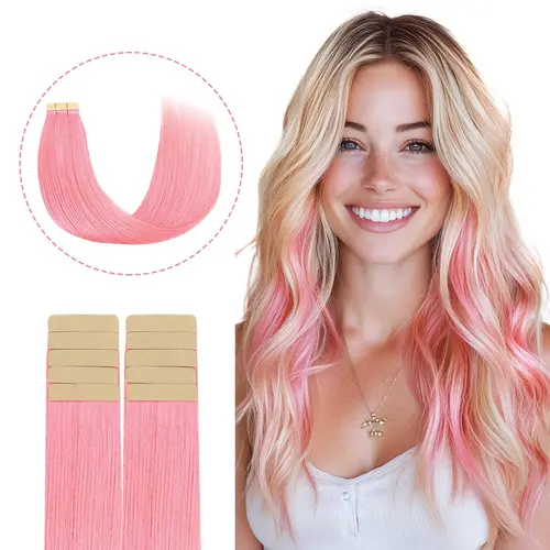 GOO GOO Tape in Human Hair Extensions | 10/20/40pcs Available, Colored Shades for 10pcs, Natural Straight #sohochic #TikTokShopFallDealsForYou