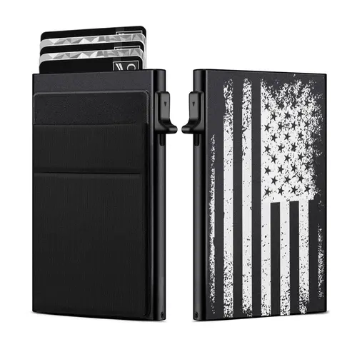 Men's Aluminum Alloy Rfid Theft Proof Secure Card Storage Side Push Card Holder, Cards Holder, Metal Bank Card Wallet, Perfect Gift for Independence Day, Stylish and Practical