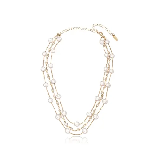 Ettika Dressed in Pearls Layered Necklace with Pearl Beads and Chain