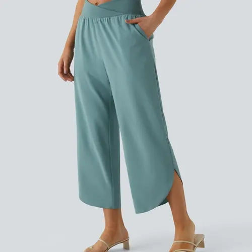 Halara Breezeful High Waisted Crossover Plicated Side Pocket Split Quick Dry Resort Pants