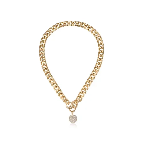 Ettika Crystal Disc Charm and Chain Necklace with Simple Design and Elegant Chain