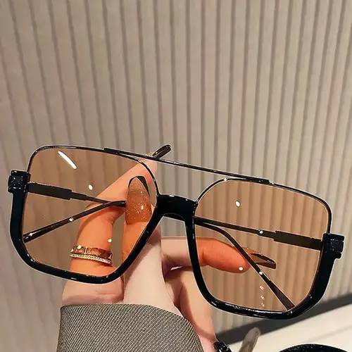 Unisex Fashionable All-match Tinted Lens Aviator Sunglasses, Vintage Trendy Sunglasses, Trendy Casual Sunglasses, Summer Sunglasses, Fashionable Sunglasses for Outdoor Activities, Sleek Rectangular Sunglasses, Rectangle Sunglasses