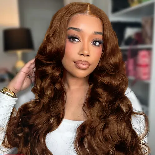 Tahikie #4 Chocolate Brown / #1 Jet Black 13x6 Body Wave 200% Density HD Lace Front Wigs Real Hair For Women Medium Size TikTokShopSummerTurnup dealsforyoudays