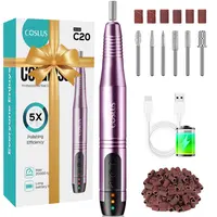 COSLUS C20 Electric Cordless Nail Drill File Professional: Portable Filing nail drill machine kit,pedicure kit for feet, toenail kit,Pedicure with UV LED Nail Lamp,Callus Remover for Feet,Cutics Care & Drill Bits/Sanding Bands,nail tech equipment,Nail Art