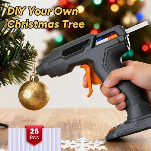 【Halloween DIY Essential】GoGonova 4V Cordless Glue Gun Tool, 20s Fast Preheating, Anti-Drip, 2Ah USB-C Rechargeable, 5mins Auto Power-Off, Adhesive-Saving, Portable, 25 Pcs Glue Sticks for Handmade Crafts & Home Repair, Halloween Gift