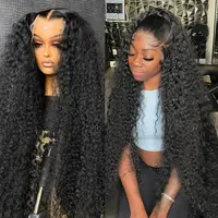 BLING HAIR Deep Wave Human Hair Lace Frontal Wig for Females, Transparent Scalplike HD Lace Front Wigs, 13x4 13x6 Lace Frontal Wig Deep Curly Style 13X6 Human Hair Wig