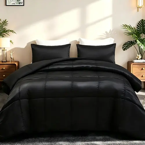 【Fall Deals For You】Whale Flotilla Soft Satin Bedding Set, Reversible Silk Comforter with Matching Pillowcases, Lightweight Duvet Suitable for All Seasons