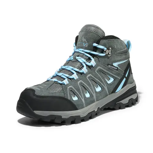 NORTIV 8 Female Wide Width Suede Hiking Boots - Waterproof, Lightweight, Hardened Toe Cap, Cushioned Ankle Support, MD Sole, Breathable Mesh, Traction Rubber for Hiking, Camping, Climbing (Trekking Camping Shoes)