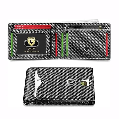 GSOIAX Men's Slim Fit Durable Bifold Leather RFID Blocking Wallet - Minimalist Money Wallet, Anti-Picking Everyday Carry for Luggage & Bags, Ideal Birthday Gift