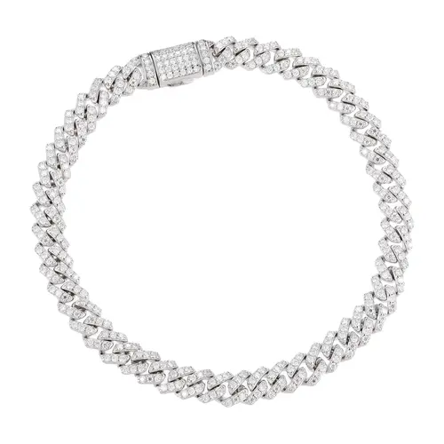 【#B62 6mm】UCCIYO D VVS Synthetic Moissanite S925 Sterling Silver Cuban Chain Bracelet Miami Cuban Chain Ice Out Men Singer Style Rap Hip Hop Jewelry【#B62 6mm】