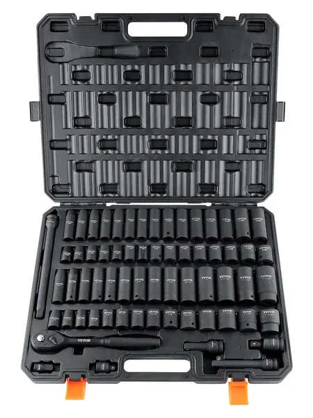 【DealsForYouDays】VEVOR Cr-V Alloy Steel Impact Socket Wrench Set - Cr-V Socket Wrenches, Tool Box Storage Case, Easy-to-Read Size Markings, Rugged Construction, Work Tools for Auto Repair, Father's Day Gifts,father'sdaygifts