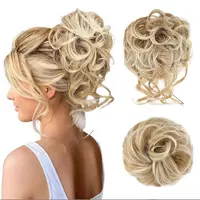 Vigorous Women's Volumizing Messy Bun Synthetic Hair Piece - 1PC/2PC Soft Wavy Curly Scrunchies Chignon, Rubber-Band Secure Curly Ponytail, Easy-Wear Hair Accessories for Daily/Any Occasion, Synthetic Extensions