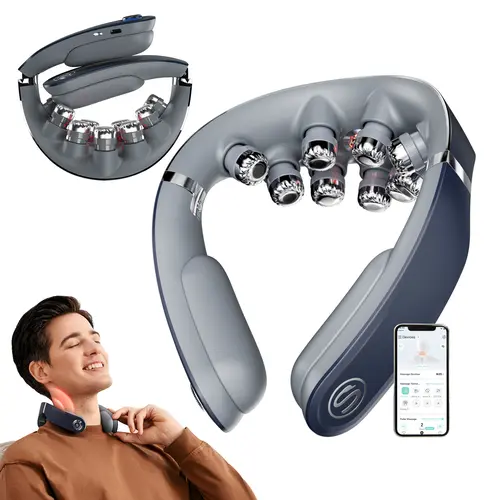 SKG PowerFold Foldable Neck Massager - Deep Tissue Muscle Massager, 9D Electric Shiatsu, 4 Levels of Heat, 270g Lightweight Portable, Pain Relief for Adults, Christmas Gift