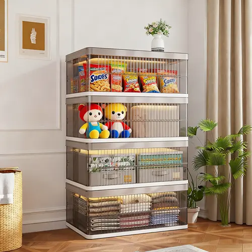 [Clearance]Raybee 1–5 Tier Clear Plastic Storage Bins with Lid, Foldable & Stackable Collapsible Storage Boxes, Dustproof Organizer Bin for Closet, Pantry, Bedroom, Living Room, Apartment, Dorm, Space Saving Under Bed Storage Containers for Home Furniture