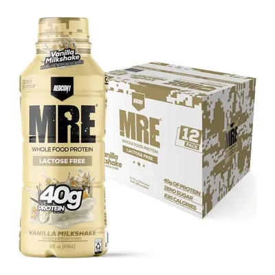 REDCON1 MRE Ready to Drink Protein Shakes, 40grams Protein Drinks with Whole Food Sources - Sugar Free RTD Protein Shake (12 Pack)