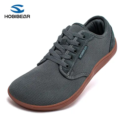 HOBIBEAR Unisex Minimalist Barefoot Athletic Casual Shoes - 0 Drop Low Top Lace Flats, Wide Toe Box, Memory Foam Insole, Flexible Sole, Ergonomically Designed Heel Shape, Steady Traction Rubber Outsole, All Seasons Casual Trainer Footwear for Work Safety