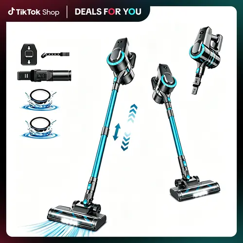 【Fall Deals For You】N3P Vacuum Cordless - 8-in-1 Compact Rechargeable Stick, 20kPa Suction, 40-Min Runtime, LED-Lit Head, Lightweight Handheld, 2200mAh, 100Airwatts, Anti-Dust Mite for Home, Cars