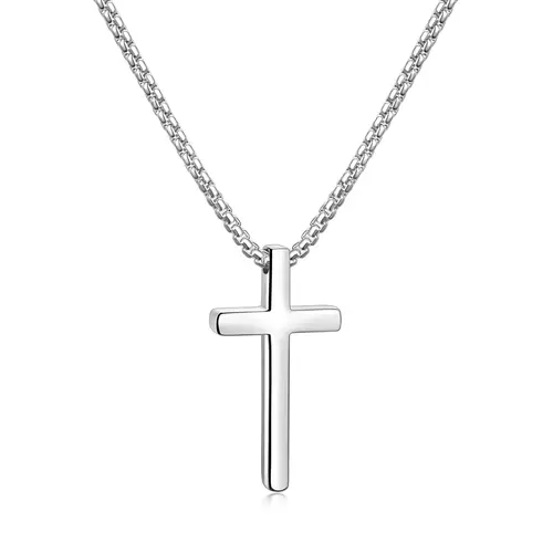 Unisex Stainless Steel Cross Necklace - 2.5mm Cross Chain Design, Black/Gold-Plated, Men's Accessories, Spiritual Jewelry, Birthday Gift Jewelry for Swimming, Necklaces, Valentine's Day