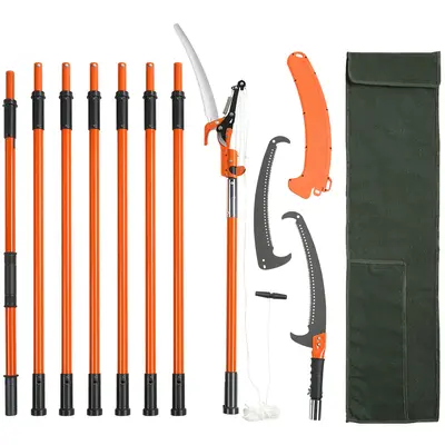 【DealsForYouDays】VEVOR Manual Pole Saw 7.3-27 ft Extendable Tree PrunerSharp Steel Blade High Branches TrimmingManual Branch Trimmer with Lightweight 8 Fiberglass Handlesfor Pruning Palms and Shrubs, Cutting, Tool Kit,father'sdaygifts