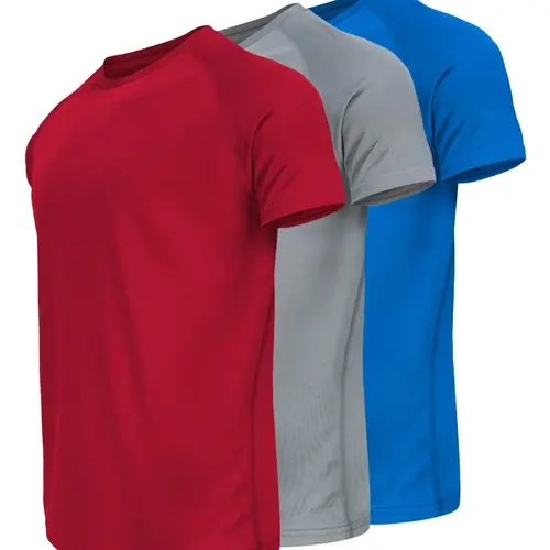 Men's Solid Raglan Sleeve Crew Neck Sports Tee, Athletic Compression Shirt, Quick Drying Breathable Compression T-shirt for Gym Workout Running, Summer Outfits 2024, Mens Activewear Top, Fitness Running Tops, Workout Daily Wear, Fitness Clothes Tops