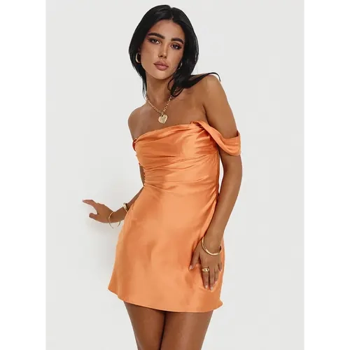 Zabbarra Off The Shoulder Mini Dress Orange