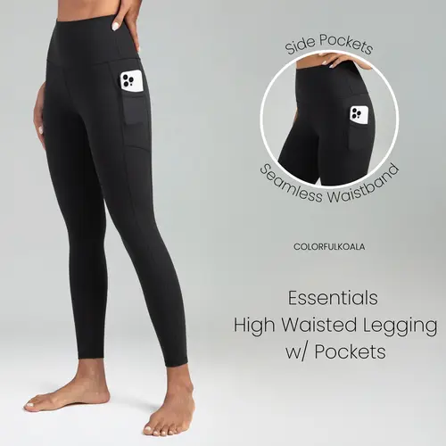 Colorfulkoala Essentials Collection Women's Fitted High-Waisted 7/8 Length Leggings for Women, 25" Inseam, Pocket-Ready Fit, Built for Yoga, Gym, and Daily Flow, Ideal for Back-to-School Shopping