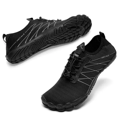 HIITAVE Men's Wide Toes Water Shoes - Barefoot Mesh, Lightweight Breathable Swim Shoes, Slip Resistant, Wetground Traction, for Walking, Outdoor Sports