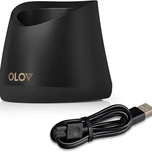 OLOV Portable Plastic Replacement Charging Base for Groin Hair Trimmer - Fast Charging with Integrated Stand, USB Block, USB Port and Power Cord, Black, Usb Charger