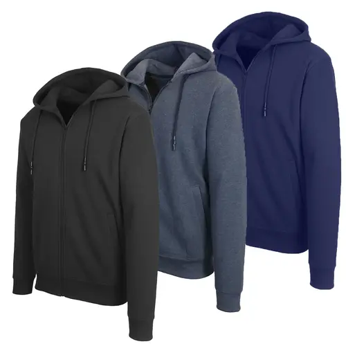 Men’s 3 Pack Fleece-Lined Full-Zip & Pullover Hoodies