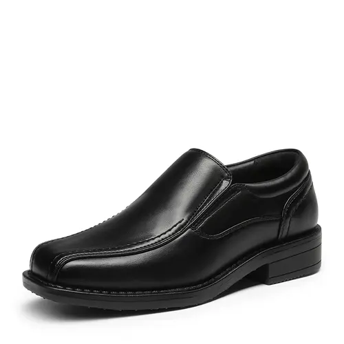 BRUNO MARC Boys' Classic Faux Leather Round Toe Slip-on Dress Loafers - Memory Foam, Elastic Sides, Synthetic Material, TPR Wear-Resist, Party Ready, Formal Look, Sizes 10-11 Years, Wedding