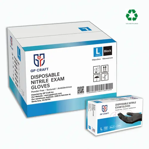 GP Craft Disposable Nitrile Cleaning Gloves, 5Mil Durable, Waterproof, Chemical-Resistant, Powder-Free, Latex-Free, Textured Grip, 1000Pcs/Case (100Pcs Per Pack) for Cooking, Home Cleaning