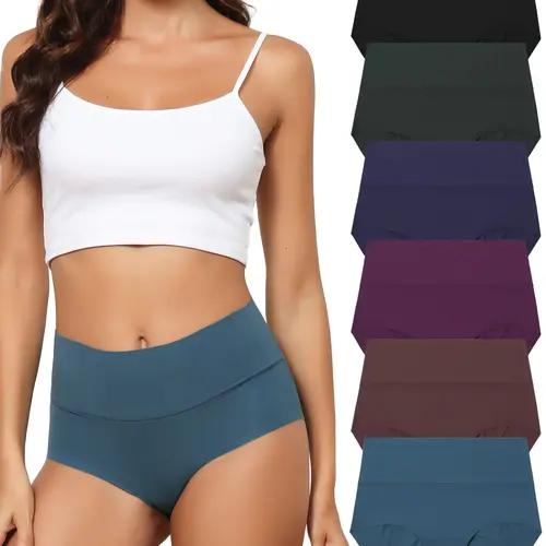 LEVAO Women's Seamless High Waisted Underwear Full Coverage Brief No Show Panties Sexy Comfortable Pantie Multi 6 Pack S-XXL