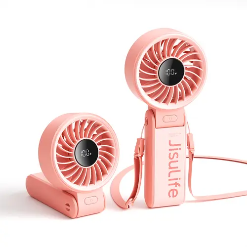 JISULIFE Portable Mini Fan 5000mAh, 150° Foldable USB Fan with 5 Speeds, 3-in-1 Handheld/Desk/Neck Strong Wind Fan, Lightweight Cooling for Travel & Concerts, Perfect Gift for Family & Friends