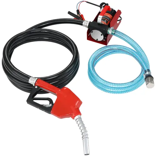 VEVOR 12V Battery Powered Cast Iron Liquid Transfer Pump Kit, Cordless Fuel Pump with 10 GPM 3300 RPM Automatic Motor, Portable Self-Priming Design, Hands-Free Shutoff Nozzle, Hose, Metal Mesh Filter, 43s Tank Fill for Transformer Oil, Vehicles