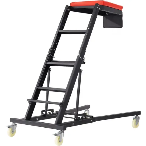 VEVOR Heavy-Duty Automotive Top Creeper, 48-76 Inch H-Shaped Adjustable Height, 400 lbs Capacity, 4 360° Swivel Move Caster Wheels, Foldable Tool Pouch Ready Creeper for Auto Repair, Trucks
