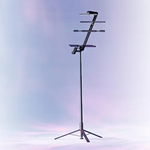 KraftGeek Futuristic Foldable Capsule Music Stand - NAMM Best-in-Show Winner, Indoor Use, Adjustable Bars, Transparent Clips, LED Lights, Tablet-Compatible, Patented Rod, 29-66in Height, 2.56lbs, Sheet Desk, Wind-proof Base, USB/AA Power, Durable Display
