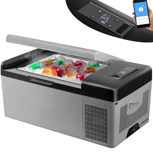 VEVOR 12V Portable Fast Cooling Freezer - Smart Control Car Cooler Freezer Mini Fridge with APP Temp Control, Touch Screen, DC/AC Adapters, Seal-Gasket Door, -4℉ to 68℉ Range, Battery Protection for Road Trips, Camping