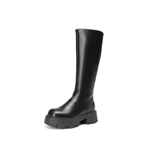 Dream Pairs Women's Platform Lug Sole Knee High Boots - Footwear, PU Upper, Rubber Slip Resistant Lug Sole, 1.18" Platform Heels, Chunky Heel Style, Easy Zip, Soft Resilient Lining, Shoes for Women for Party, Daily Commute