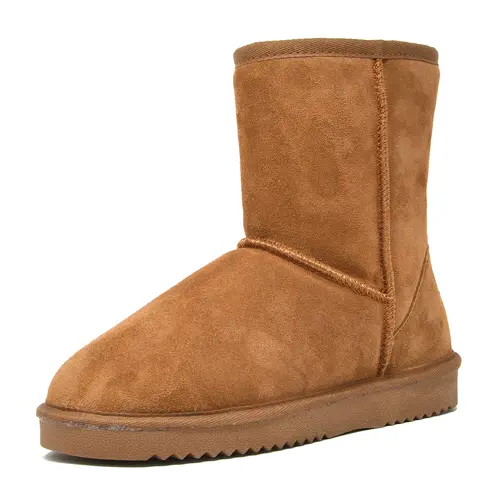 DREAM PAIRS [FuzzyClassic] Women's Mid-Calf Winter Snow Footwear - Slip-On, Fur Lining, Memory Foam Cushioned Footbed, Cute Fashion Women's Shoes, Casual Basic Booties