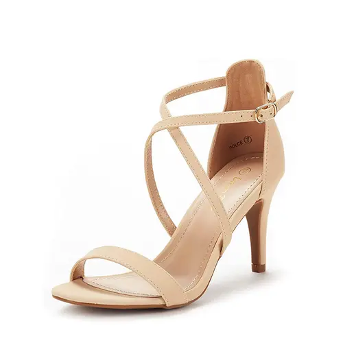 DREAM PAIRS Women's Faux Leather Caged Vamp Open Toe Stiletto Sandals - Low Heel (1-3 cm) Footwear with Criss Cross Straps, Buckle Closure, Rubber Sole, Platform Design, Solid Colors for Summer