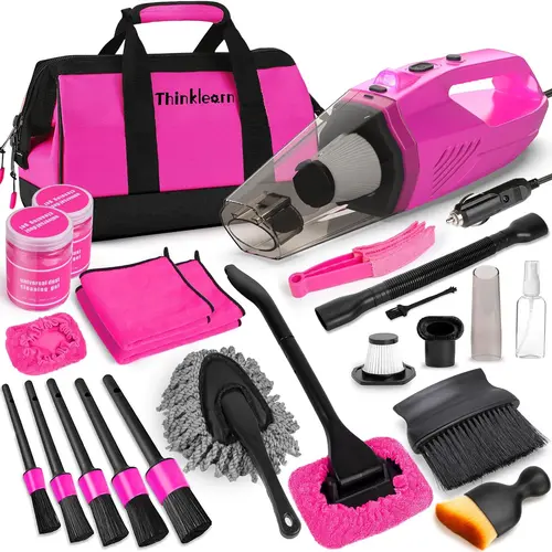 【DealsForYouDay】Thinklearn Car Detailing Kit with 8000Pa High Power Vacuum Cleaner, 7 Detailing Brushes, Microfiber Towels, and Storage Bag for Interior Car Cleaning, Interior Detailing Set, Detailing Products,father'sdaygifts