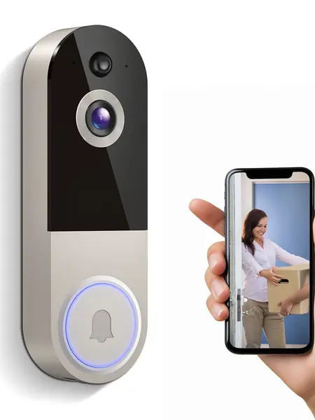 Doorbell Camera Wireless, Smart WiFi Video Doorbell, 1080P, Video Doorbell Camera with 2 Way Audio, AI Human Detection, Night Vision, Cloud Storage, Battery Powered, Easy Installation, 2.4G WiFi Only