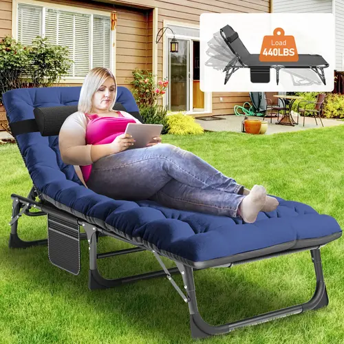 Lilypelle 3-in-1 Foldable Tanning Chair for Adults - 5-Position Adjustable Recline, Heavy Duty Steel Tubes, Cushioned, 16.5 lbs, Easy-Carry Portable Folding Camping Chair Lounger for Outdoor Sunbathing Poolside Patio, Pool Lounge Chairs familyfun