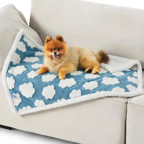 Lesure Waterproof Pet Blanket for Dogs & Cats -Sided Jacquard Shag & Sherpa Fleece Blanket For Pets And Humans, 3D Textured Cloud Pattern, Machine Washable, Durable & Portable, Soft Couch Protector
