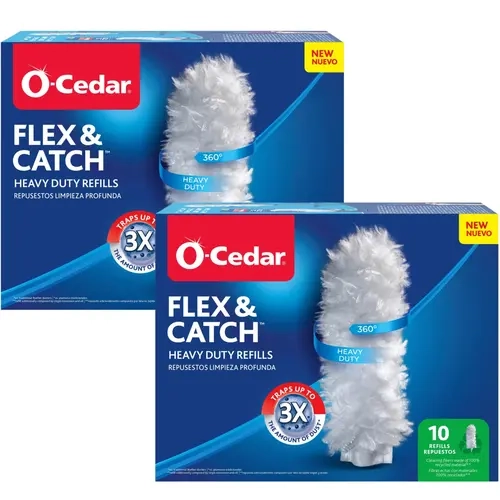 Flex & Catch Heavy Duty Dusting Refills, 10 Count (Pack of 2) Home Cleaning Duster Head Replacements